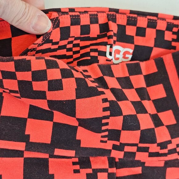 Ladies Red Abstract Emo Grunge Goth Festival School Bold Leggings UGG Ignite XS - Picture 8 of 9